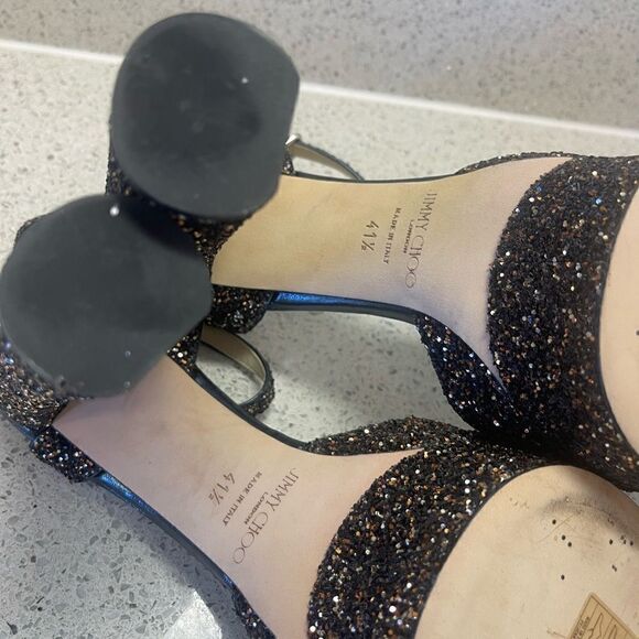 Jimmy Choo Peach Glitter Platform Heels 41.5 - Picture 7 of 7